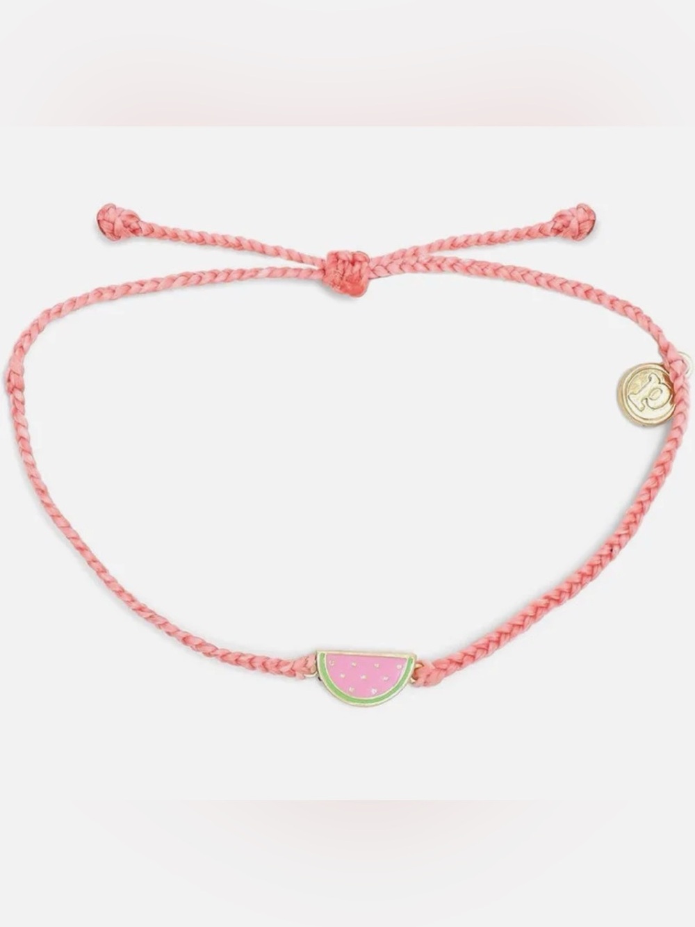 NWT Pura Vida Pink Watermelon Charm Braided Bracelet